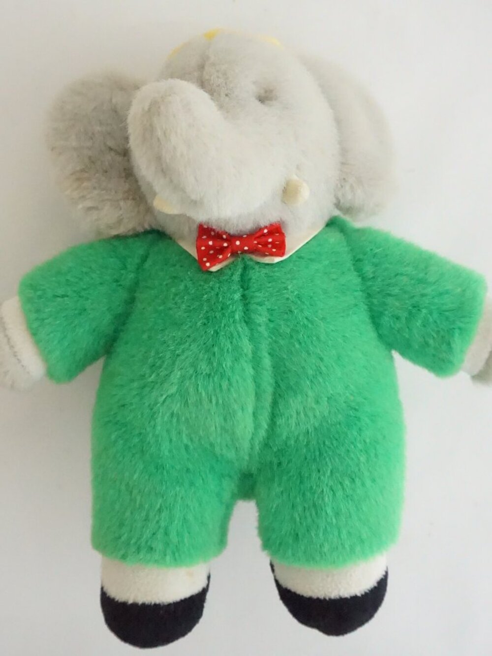 Vintage Babar Elephant Bright Green Suit Musical Wind Up Cartoon Character Plush